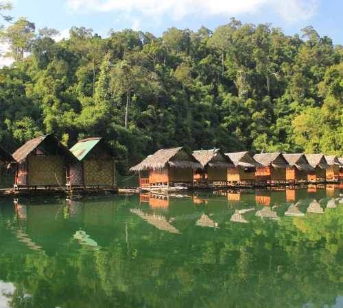 Raft houses on cheow lan lake