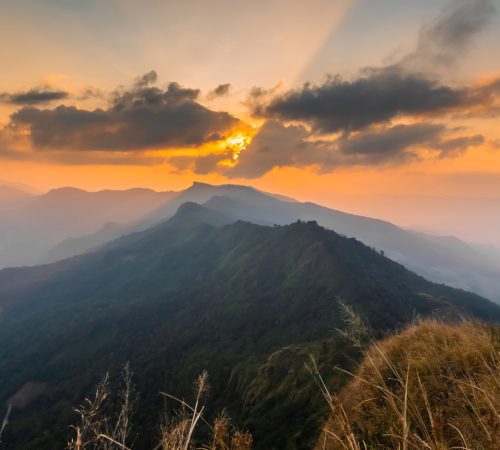 Sunrise Phu Chee dao peak Mountain Chang Rai