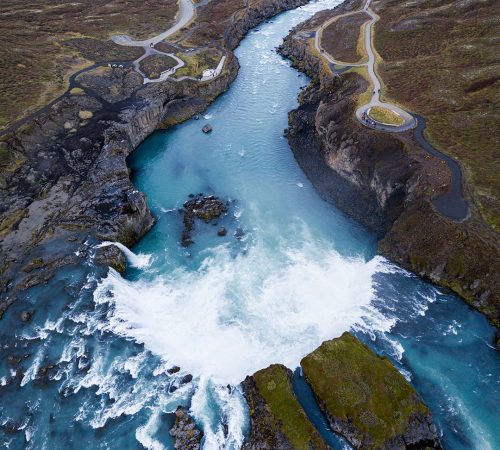 Godafoss Waterfall Aerial View Visit North Iceland 29