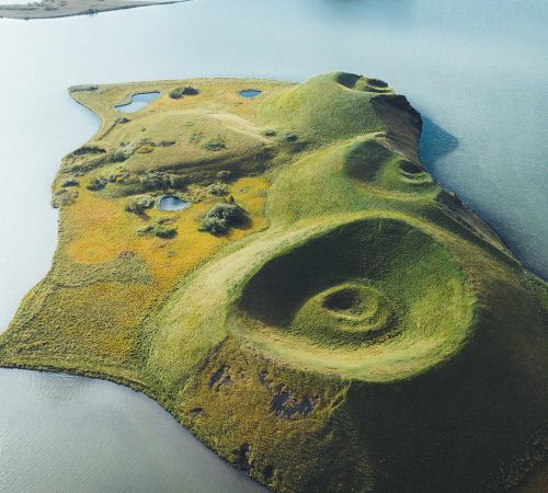 Skutustadagigar Pseudo Craters Aerial Lake Myvatn Visit North Iceland 14